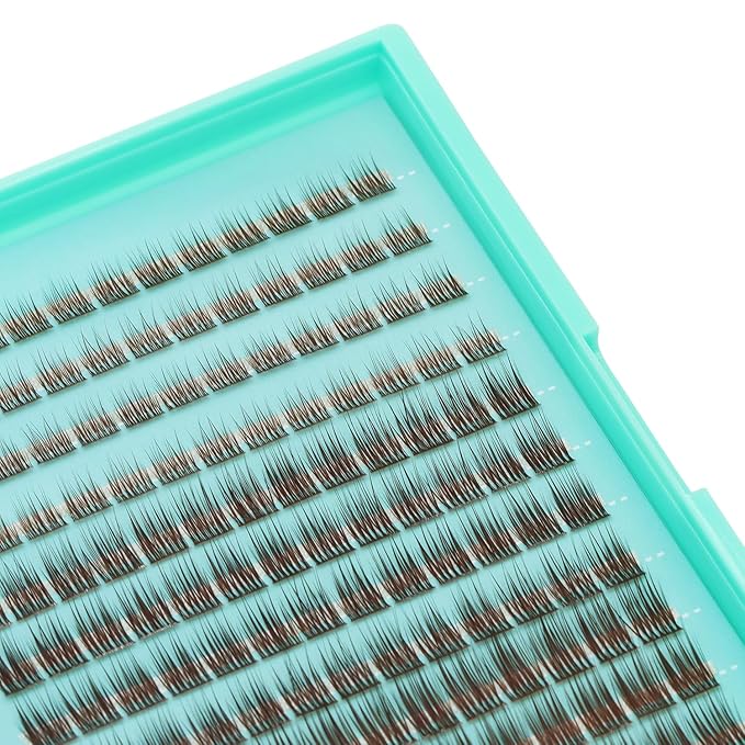 Bodermincer Lash Clusters D Curl Black/Brown/Colored Lashes 10-12-14/12-14-16/16-18-20mm Mixed Lash Clusters Kit For Beginner (Y11# B Curl-Brown 8-10-12mm Mixed)