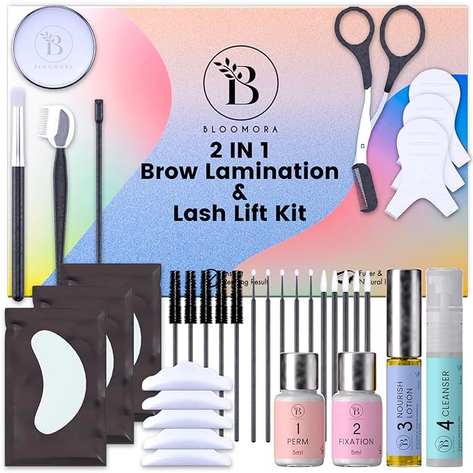 Lash Lift Kit & Eyebrow Lamination Kit, 2-in-1 Solution, At-Home Brow Lamination, Beginner/Professional, Eyelash Lift, Lasts 6-8 Weeks, 15 Applications, DIY Brow & Lash Perm - BLK3
