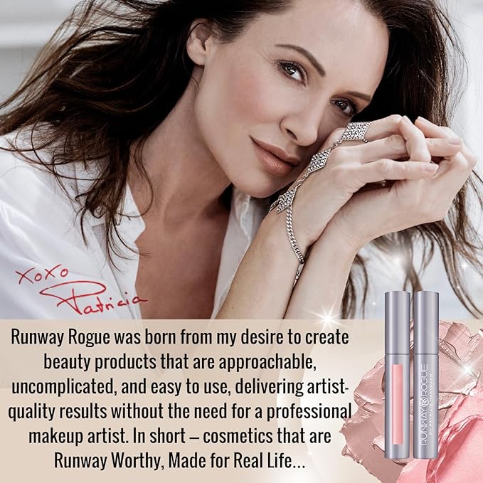 Runway Rogue Pearl Glam Long Wear Shimmer Liquid Lipstick, Metallic Warm Brick-Red Lipstick with Silver and Gold Shimmer, ‘Showtime’