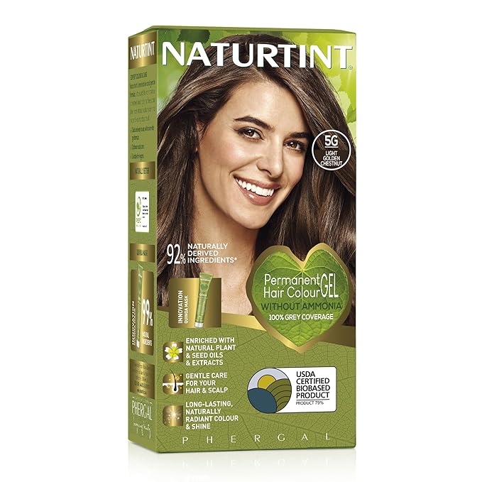 Naturtint 5G Light Golden Chestnut Permanent Hair Color (Pack of 1), Ammonia Free, Vegan, Cruelty Free, up to 100% Gray Coverage, Long Lasting Results (Packaging may vary)