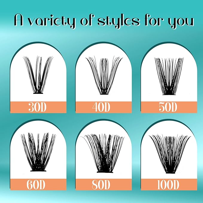 GEMERRY Lash Clusters 280pcs 200D DIY Eyelash Extension D Curl Individual Lash Cluster Natural Eyelash Extension Mixed Tray Reusable Handmade Home Application (200D-0.07D-10-18MIX)
