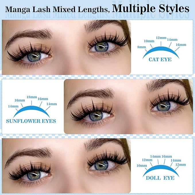Lash Clusters Manga Lash Clusters Volume Soft 120pcs 10-18mm Mix Eyelash Clusters DIY Manga Lashes Invisible Ultra-Thin Band DIY Lashes (Fairy03)
