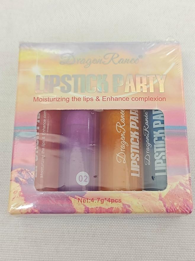 4 Pcs Shimmer Tinted Lip Balm Set, Hydrating Color changing Lipstick, Moisturizing Tinted Lip Gloss, Long Lasting Nutritious Balm Gift Set