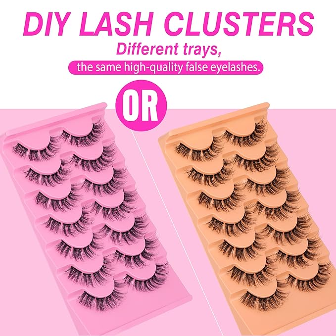 Wispy Lash Clusters Natural Individual Lashes CC Curly False Eyelashes Faux Mink Lash Extension DIY Eyelash Extension Pestañas Fluttery Strip Lashes that Look Like Extensions 7 Pairs by Eefofnn