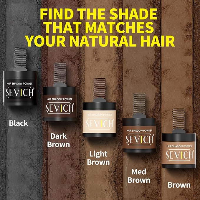 Sevich Hairline Powder 10g with Brush, Instantly Conceals Hair Loss & Thinning & Gray, 48H Waterproof Root Touch Up Powder, Natural Hair Shadow Toppers for Women & Men, 1 Box = 2.5 Boxes,Brown
