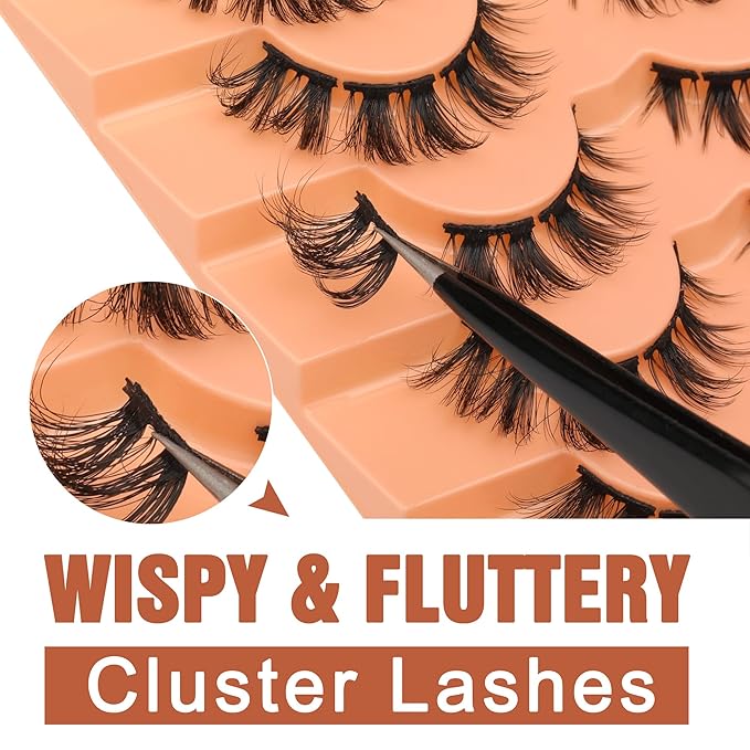 Lash Clusters Natural False Eyelashes Mink Individual Lashes Wispy Fluttery Cluster Eyelashes DIY Lash Extensions D-Curly Cluster Eyelashes Multipack by Eefofnn