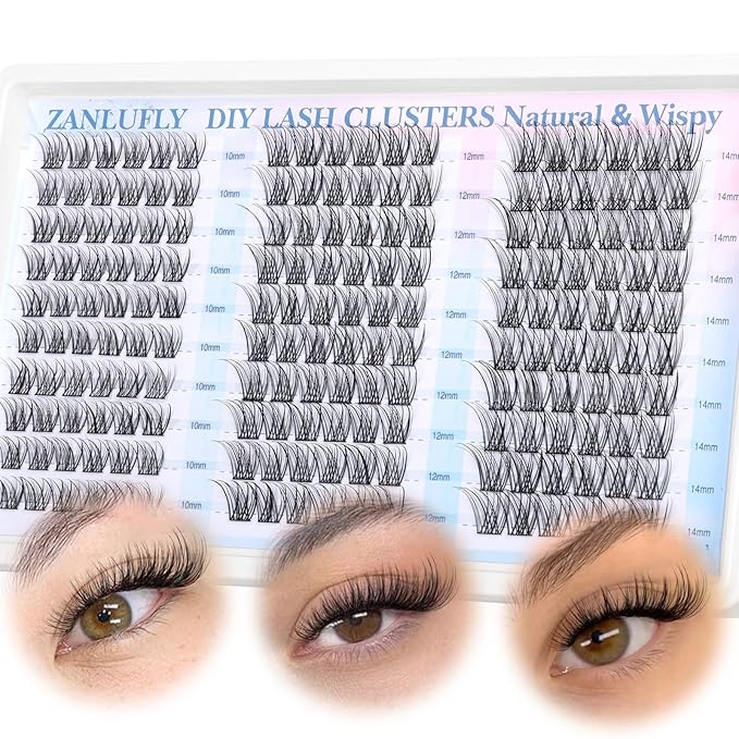 Lash Clusters Natural Eyelash Clusters C-curly Lashes DIY Cluster Eyelash Extensions 10-14MM Individual Lashes 180PCS Lash Extension by zanlufly