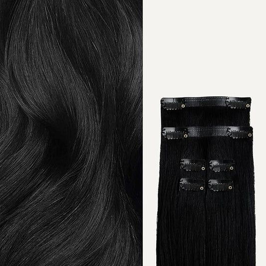 Luxy 100% Remy Human Hair Extensions for Thin Hair Thinning Hair Fill-Ins – 6 Seamless Wefts Multi-Dimensional Color Blend - Natural-Looking Volume & Coverage 50 grams 12" Jet Black Thinning