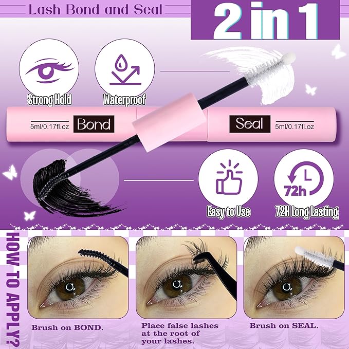 Wispy Lash Clusters Kit Natural Cluster Eyelash Extensions Kit DIY Lash Extensions Kit CC-Curly Clean Makeup 10-16MM Beginner-Friendly Lash Bond and Seal Kit 132Pcs