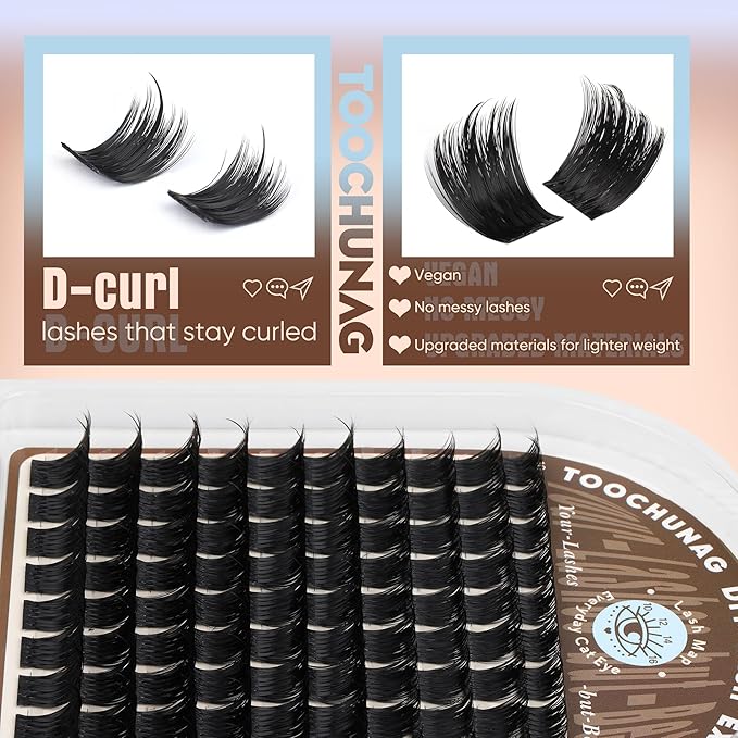 Spiky Lash Clusters Volume Eyelash Clusters With Spikes Wispy Lash Extensions D Curly Individual Lashes Cluster DIY Cluster Eyelash Extensions 10-16mm Thick Lashes Clusters