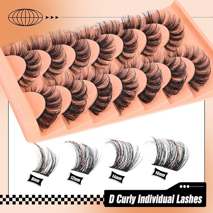 DIY Lash Extension Kit Natural Lash Clusters D-Curly Eyelash Extension Kit with Lash Bond and Seal Eyelashes Tweezers 9-16 mm Individual Lashes Kit DIY at Home by Eefofnn