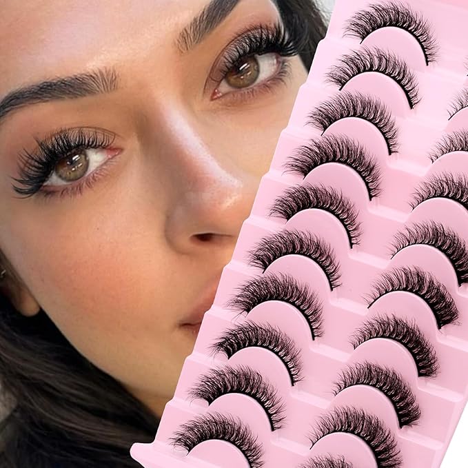 Fake Eyelashes Wispy Strip Lashes False Eyelashes Soft False Lashes by GEMERRY(10 Pairs, A03)
