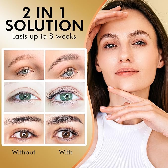 Lash Lift Kit & Eyebrow Lamination Kit, 2-in-1 Solution, At-Home Brow Lamination, Beginner/Professional, Eyelash Lift, 15 Applications, Lasts 6-8 Weeks, DIY Brow & Lash Perm - ABLK1