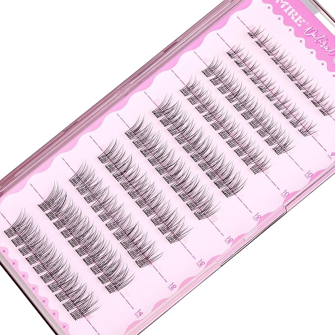 JIMIRE Self Adhesive Eyelashes Natural Look 9-14MM Wispy Pre Glued Lash Clusters No Glue Needed Press on Lashes Clusters Reusable Self Adhesive Eyelash Clusters Easy to Apply