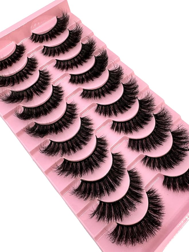 HBZGTLAD New 10 Pairs 3D Mink Lashes False Eyelashes Handmade Wispy Fluffy Long Lashes Natural Eye Makeup Tools Eye Lashes (3-6)