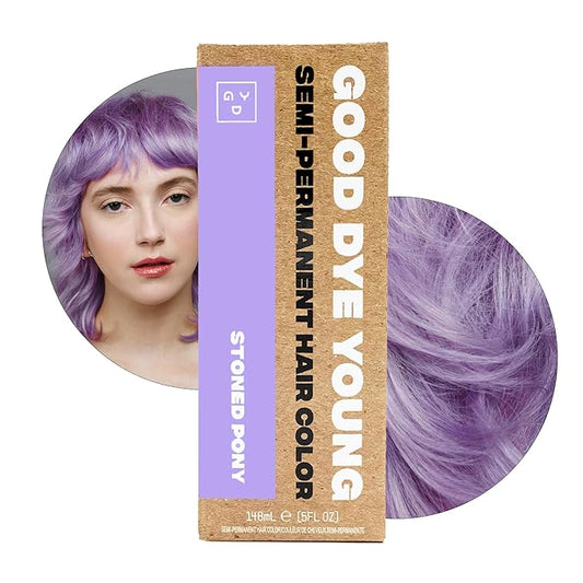 Good Dye Young Semi-Permanent Hair Color, Vegan and Cruelty-Free Purple Hair Dye, Last up to 24 Washes, Non-Damaging Conditioning Hair Color (5FL OZ, Stoned Pony)