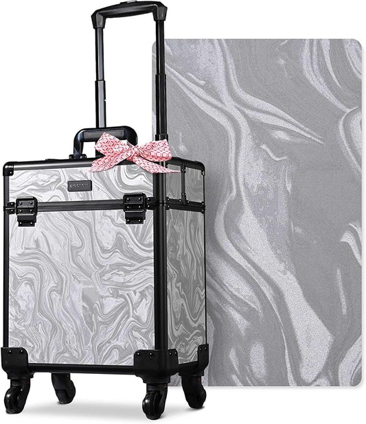 BYOOTIQUE Rolling Makeup Cart on Wheels Hairdressing Brush Bags Hair Tool Travel Suitcase For Nail Bar Studio Cosmetology Beautician Hairstylist Barbershop,CoyoteButtes Graystone