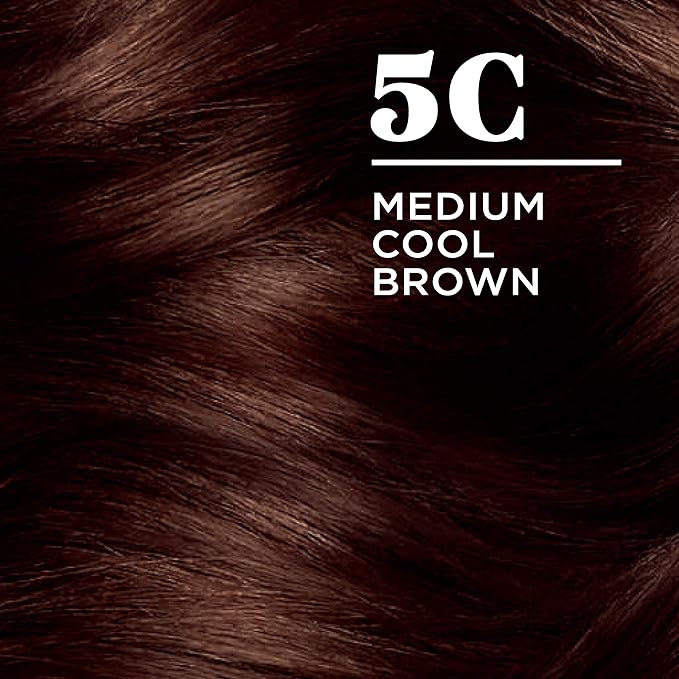 Clairol Nice 'n Easy Permanent Hair Color, 5C Medium Cool Brown, Pack of 3 Allergy Gentle Single-Step Hair Dye, Conditioners, Natural-Looking Color, Salon Highlights, Grey Coverage