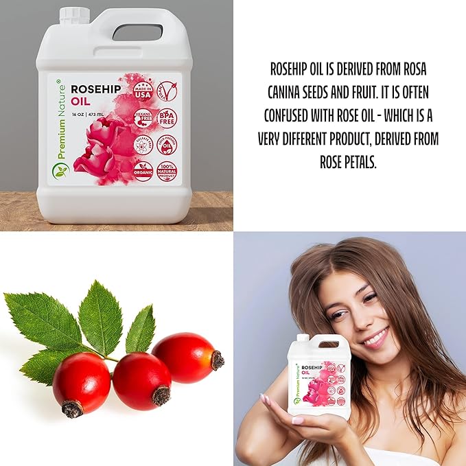 Rosehip Oil for Skin Face Body Hair Nails 16oz Cold Pressed Unrefined Rose Hip Seed Oils Moisturizing Facial Oils Bulk Aceite Rosa Mosqueta Puro 100 Organico Rose Oil For Face Oil For Dry Skin