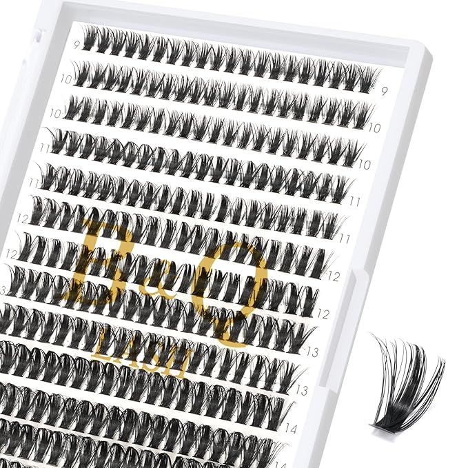 B&Q Lash Clusters 280PCS Natural Eyelash Clusters, 50D C 9-16 Individual Lash Wispy Eyelash Extension with Soft Thin Band, Classic Look Pestañas Postizas Comfortable DIY at Home(50D-C-9-16MIX)