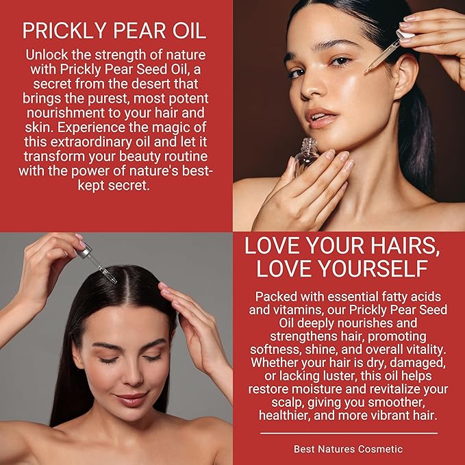 Prickly Pear Seed Oil Organic - Virgin (Cold Pressed, Unrefined) for hydrated skin, glowing mature skin. Nature’s Desert Secret for Radiant Skin and Hair 1 oz (30ml)