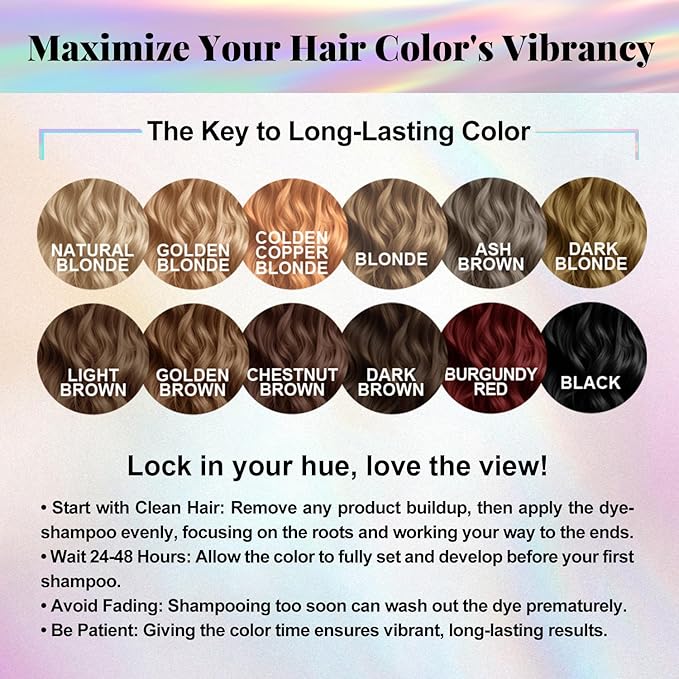 Natural Color Hair Dye Shampoo 3 IN 1, Instant Hair Coloring, Gray Coverage for Men & Women, Beard Dye Vegan Ammonia Free & Paraben-Free, Champú Para Canas Mujer & Hombre (DARK BLONDE)