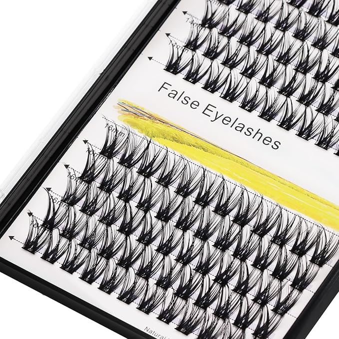 Bodermincer 120 Clusters 10mm+12mm/12mm+14mm/14mm+16mm Mixed Wide Cluster False Eyelash Individual Cluster EyeLashes Grafting Fake False Eyelashes Eyelash Extension (M005# 12+14mm Mixed)