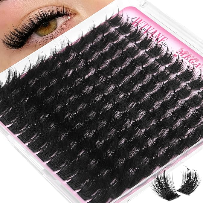 Lash Clusters Manga Eyelash Clusters Fluffy Eyelash Clusters Extensions 200D Thick Individual Lash Clusters with Spikes 10-18mm Lash Extensions Volume False Eyelashes Reusable Lashes Full Look