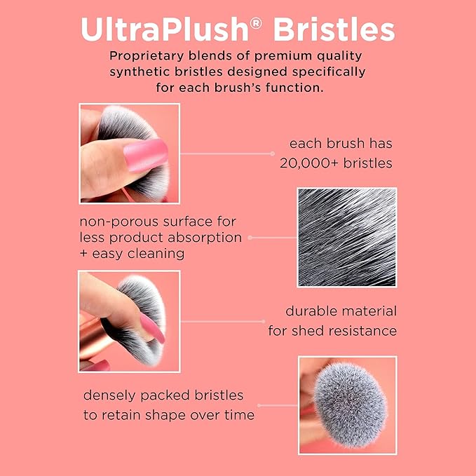 Real Techniques Extra Big Powder & Large Makeup Brush For Powder, Fluffy Head For All-Over Setting, XL Oversized Brush For Quick Application, Cruelty-Free, Synthetic Bristles, 1 Count(Pack of 8)