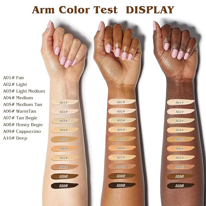 Full Coverage Liquid Concealer, Foundation Makeup for Older Women, Covers Blemishes & Under-Eye Circles, Spots, Matte Finish, Hydrating Primer for Correct, 0.06 fl oz, Vegan & Cruelty-Free (A01#Fair)