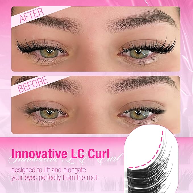 Fox Eye Lash Clutsers Wispy Cluster Eyelash Extensions Fairy Cat Eye Individual Lash Extension LC-Curly Cluster Lashes DIY Lash Pack Natural Eyelash Clusters Beginner-friendly by Mavphnee
