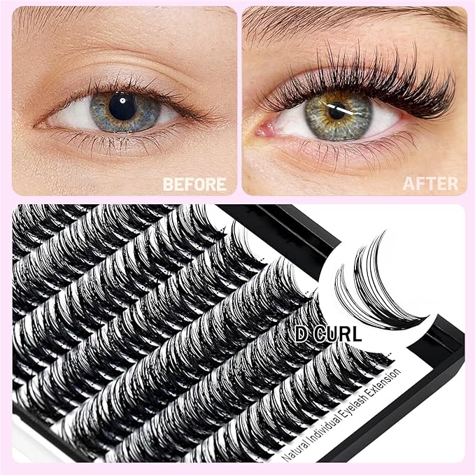 8-22mm to Choose 20D/40D/60D/80D/100D Individual False Eyelashes Makeup Cluster Eyelashes Thickness 0.07mm D Curl Natural long Black Soft 3D Eye Lashes Extensions (40D-16mm)