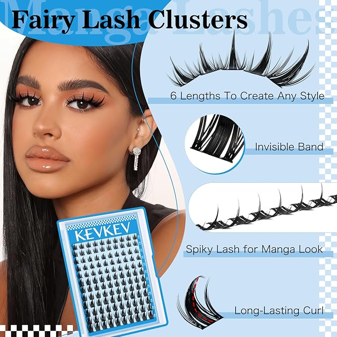 Lash Clusters Manga Lash Clusters Volume Soft 120pcs 10-18mm Mix Eyelash Clusters DIY Manga Lashes Invisible Ultra-Thin Band DIY Lashes (Fairy03)