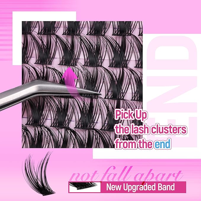 Ruairie Lash Clusters Kit Wispy Individual Lashes Extension Kit for Natural Volume Eyelash Clusters 156pcs 10-18mm DIY Cluster Eyelash Extension Kit with Bond and Seal Lash Glue, Tweezers