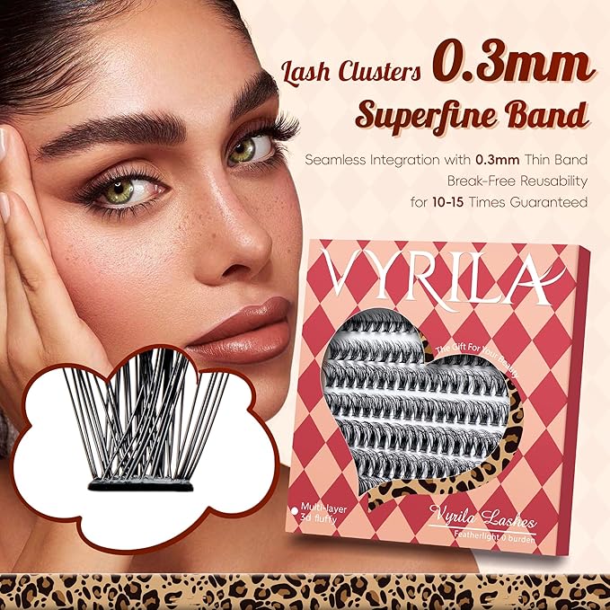 Lash Clusters 0.05mm PBT Fiber Eyelash Clusters, 0.3mm Superfine Soft Band C Curl Diy Lash Extension, 160pcs 8-16mm Individual Lashes Clusters Like Eyelash Extensions (40P-C-8-16Mix)