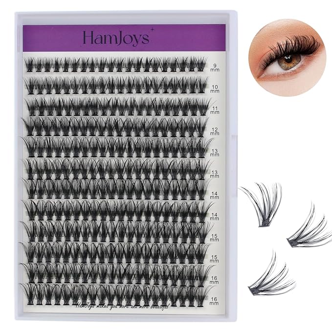 Cluster Lashes 240pcs 40D DIY Eyelash Extension C Curl Long Individual Lashes Mixed Tray Faux Mink Lash Clusters Extensions 0.07 Black (40D-0.07C-9-16mm)