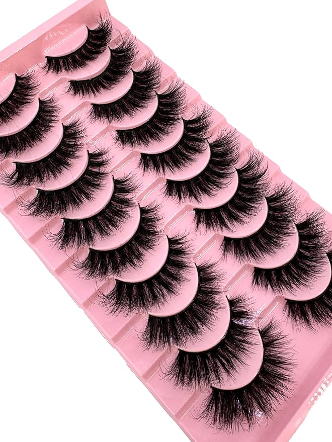 HBZGTLAD New 10 Pairs 3D Mink Lashes False Eyelashes Handmade Wispy Fluffy Long Lashes Natural Eye Makeup Tools Eye Lashes (837)