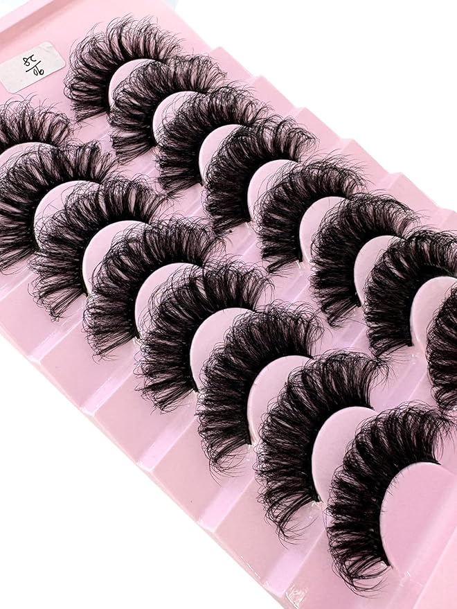 HBZGTLAD Mink Lashes Fluffy False Eyelashes 25mm Dramatic Faux Mink Eyelashes Natural Look Cat Eye Volume Eye Lashes Multipack (9D-28)