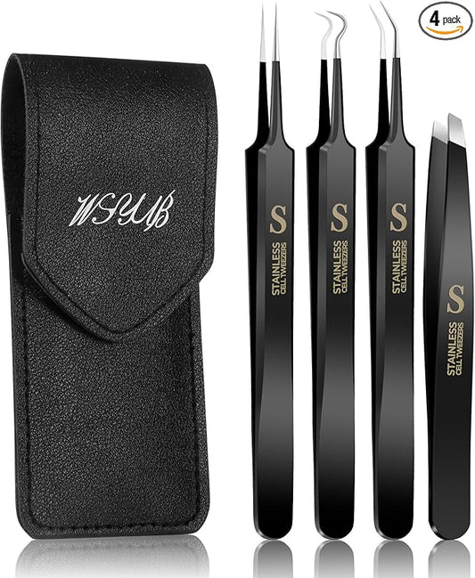 WSYUB Professional Blackhead Tweezers and Ingrown Hair Tweezers, Stainless Steel Blackhead Remover Tools, Tweezer for Women Facial Hair