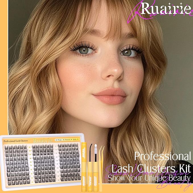 Manga Lash Clusters Kit Natural Eyelash Clusters Kit Wispy Lash Extensions 180pcs Spiky Cluster Eyelash Extensions C Curly 11-13mm Eyelash Extension Kit with Bond, Seal and Tweezers by Ruairie