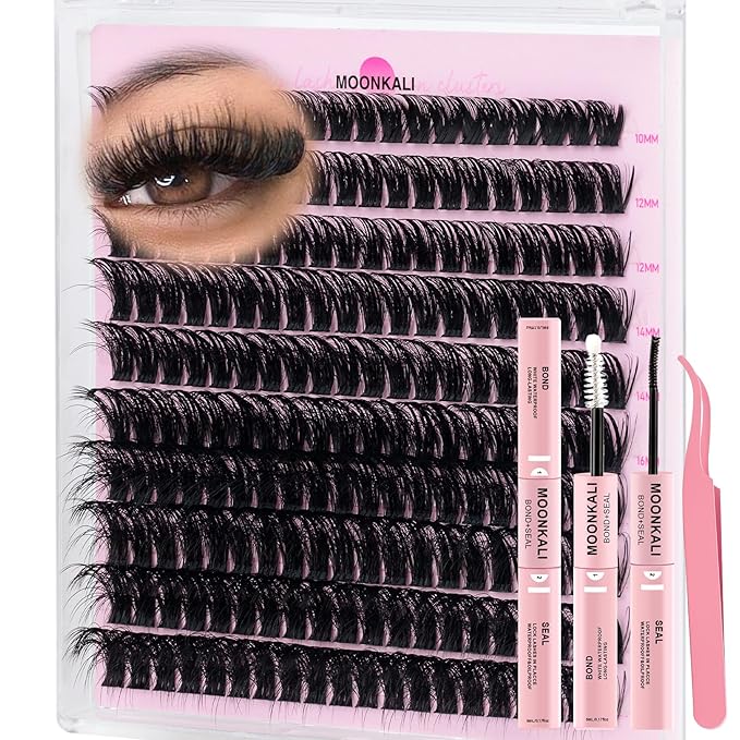 Lash Clusters Kit Faux Mink Eyelash Clusters D Curly Wispy Waterproof Cluster Eyelash Extensions With Lash Glue Bond and Seal and Eyelash Tweezers Luxury 80D Individual Cluster Lashes Kit