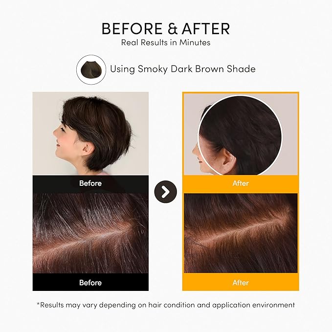 Instant Permanent Hair Color Dye Shampoo Ampoule - Paraben-Free, 5-Minute Easy and Fast Coloring, Gray Cover Hair Dye with Keratin & Collagen, Made in Korea (Natural Brown)