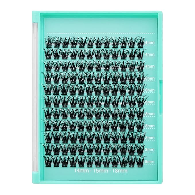 Bodermincer Lash Clusters D Curl Black/Brown/Colored Lashes 10-12-14/12-14-16/16-18-20mm Mixed Lash Clusters Kit For Beginner (Y03# 14-16-18mm Mixed)