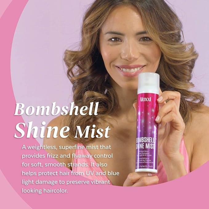 ALOXXI Bombshell Shine Mist Weightless Finishing Spray for Brilliant Shine Frizz Control and UV Protection, 6.5 Oz