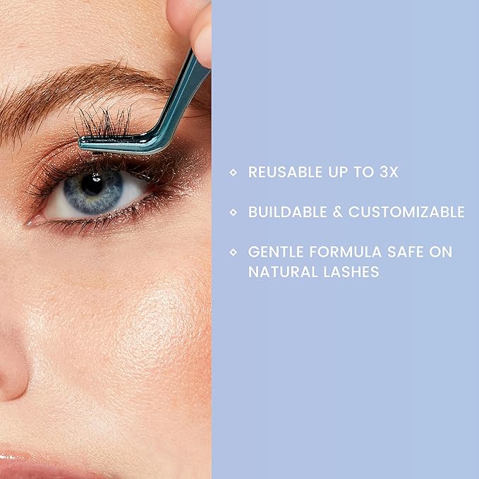 FALSCARA Clear Band False Eyelashes, Lash Extension Kit, Feathery & Wispy, Natural Volume, 8mm-10mm-12mm, Includes Bond & Seal, Precision Applicator & 36 Lash Clusters
