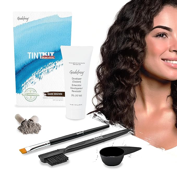Godefroy Hair Color Tint Kit for 100% Gray Coverage, Dark Brown, 20 Applications, Long-Lasting Root Touch-Up for Men & Women, Pre-Measured Capsules, No Waste, DIY Salon-Quality Results at Home