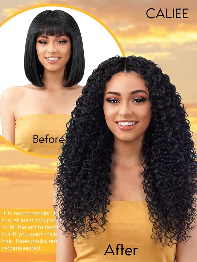 Caliee 18Inch Human Hair Jerry Curly Clip in Hair Extensions Highlight Piano Dark Brown Mixed with Strawberry Blonde for Women 3B 3C Curly Clip ins Real Remy Human Hair Extensions #P4/27 120G 7Pcs