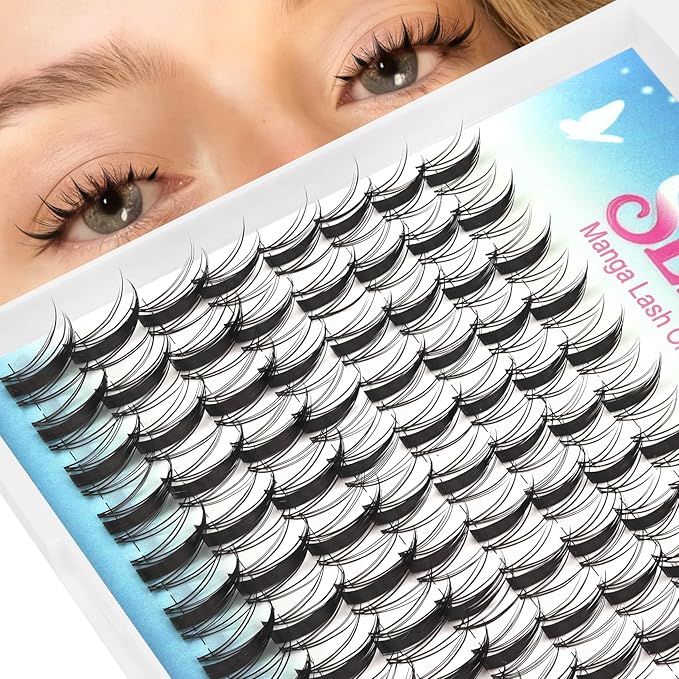 Fairy Manga Lash Clusters 10-14mm C Curl Spike Eyelash Clusters Lashes Extension Fairy Lash Clusters Lashes Cluster with Invisiable Band (Fairy)