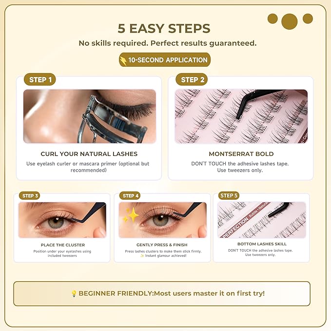 Natural Lash Clusters Pre Glued 250PCS Self Adhesive Individual Eyelashes No Glue Needed 4 Styles Upper Lower False Lashes Working Mom Extension Kit Tweezers