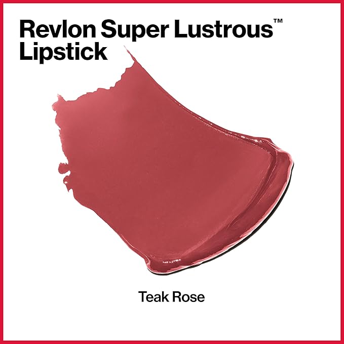 Revlon Super Lustrous Lipstick, Creamy Formula For Soft, Fuller-Looking Lips, Moisturized Feel, Teak Rose (445), 0.15 oz